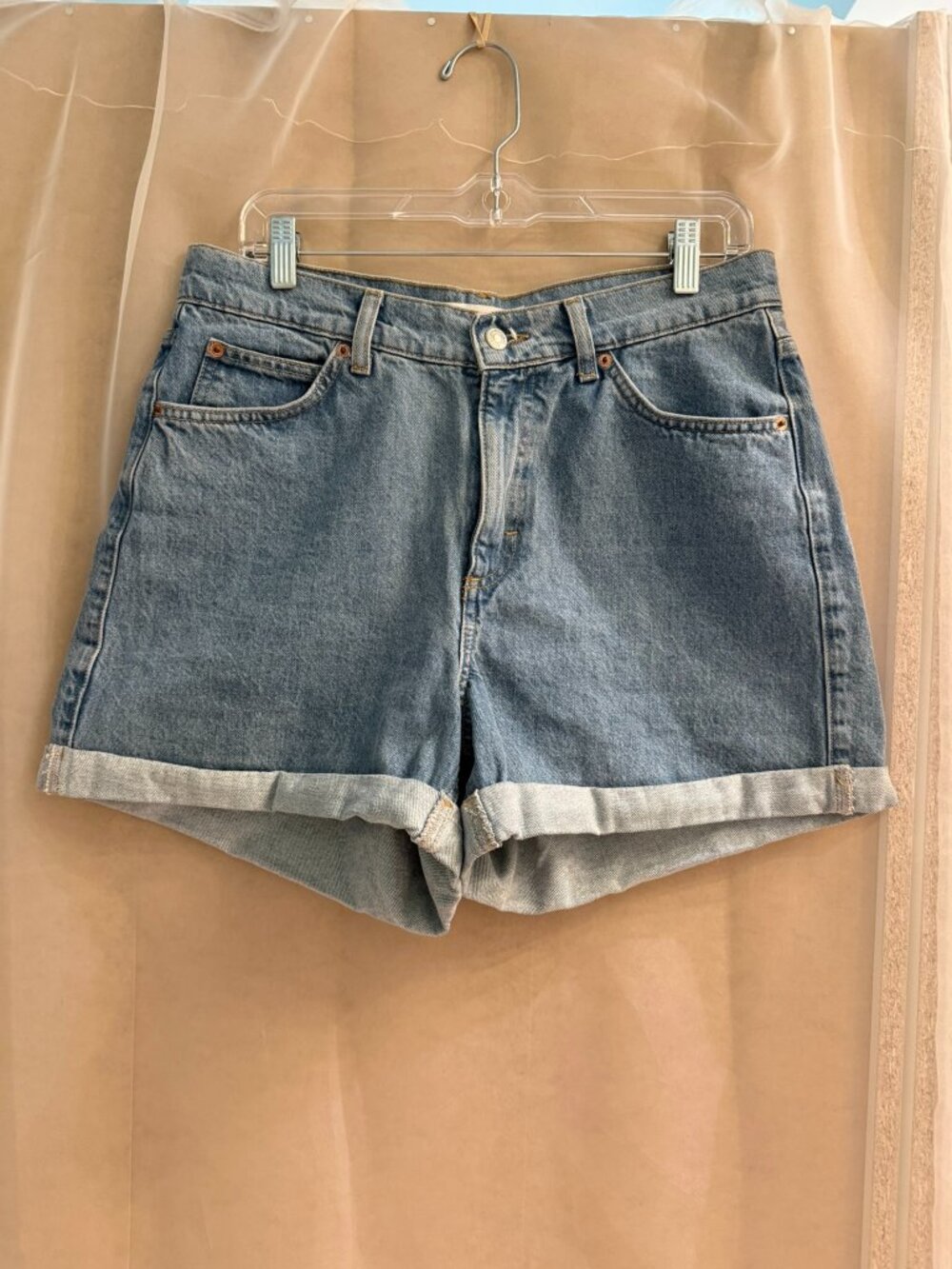 Topshop Roll Hem Mom Denim Shorts